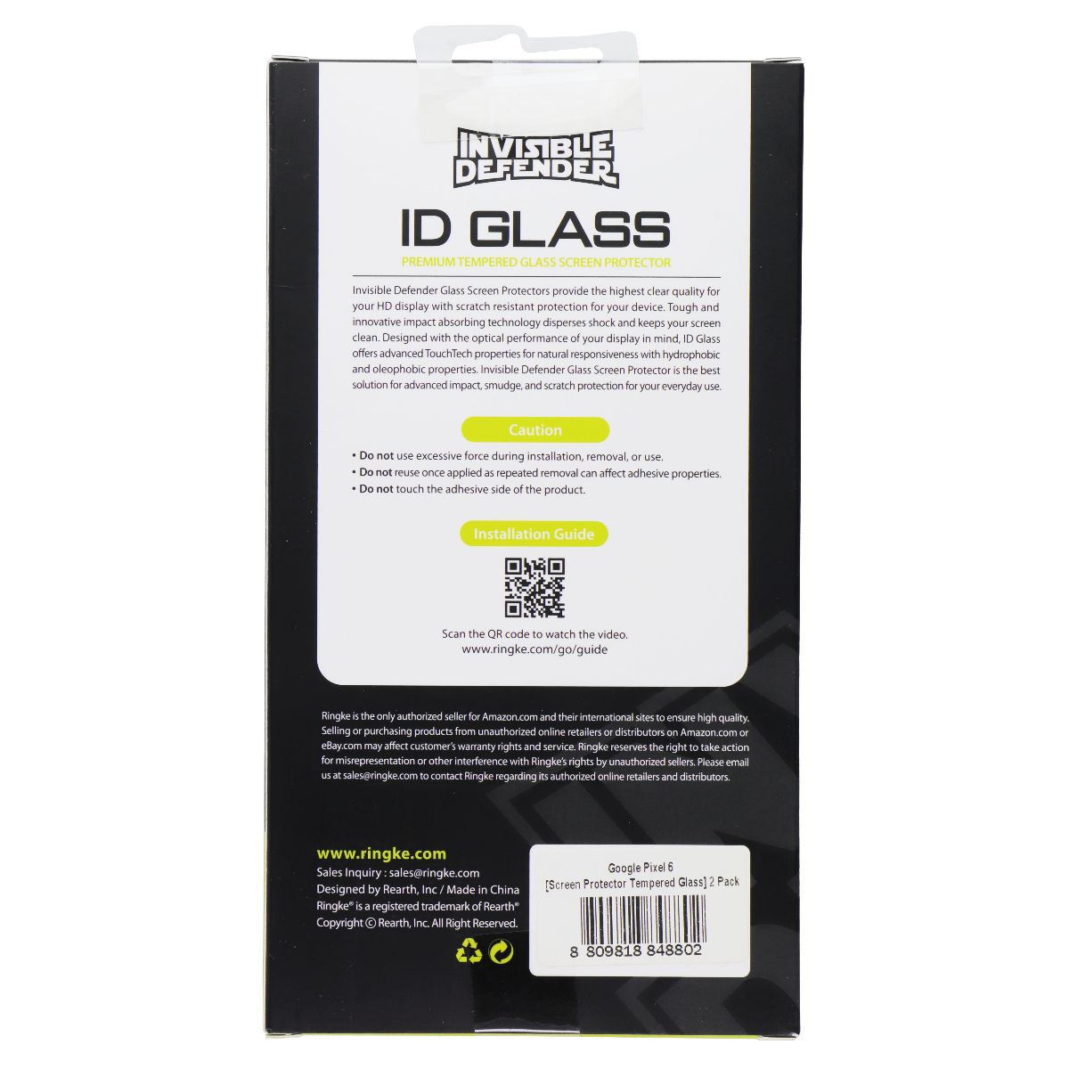 Ringke - Invisible Defender Glass Screen Protector for Google Pixel 6 (2 Pack) Cell Phone - Screen Protectors Ringke - Simple Cell Bulk Wholesale Pricing - USA Seller