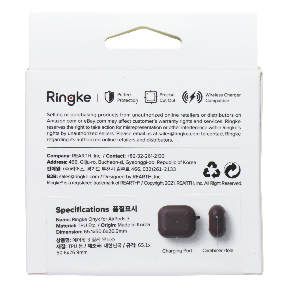 Ringke Onyx Keychain Case for Apple AirPods 3rd Gen - Burgundy iPod, Audio Player Accessories - Cases, Covers & Skins Ringke - Simple Cell Bulk Wholesale Pricing - USA Seller