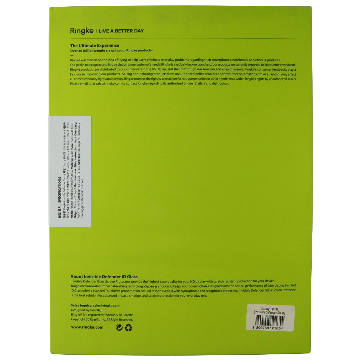 Ringke Invisible Defender Tempered Glass for Samsung Galaxy Tab S7 iPad/Tablet Accessories - Screen Protectors Ringke - Simple Cell Bulk Wholesale Pricing - USA Seller