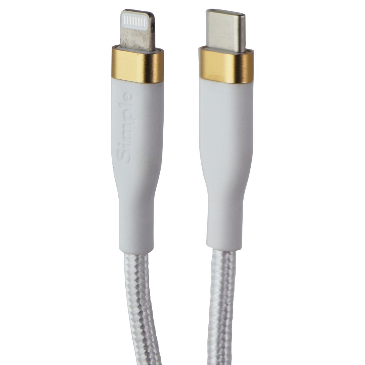 S. Simple 10 Foot USB-C to Lightning 8-Pin Tough-Knit Braided Cable - White/Gold Cell Phone - Cables & Adapters S. Simple - Simple Cell Bulk Wholesale Pricing - USA Seller