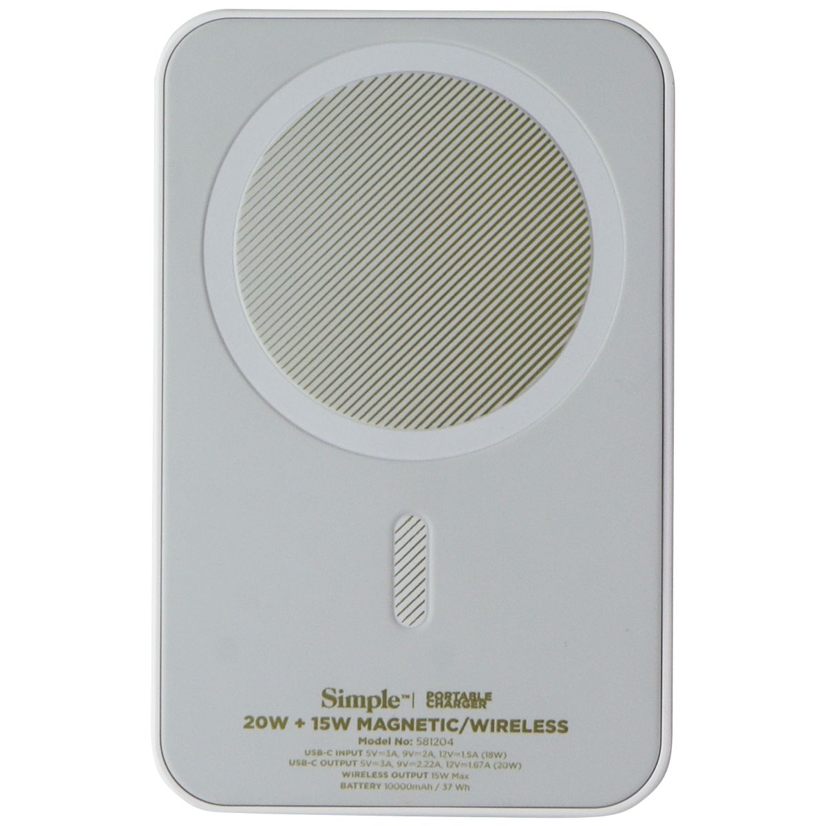 S. Simple (10,000mAh) POWER Magnetic Portable Charger - White Cell Phone - Chargers & Cradles S. Simple - Simple Cell Bulk Wholesale Pricing - USA Seller