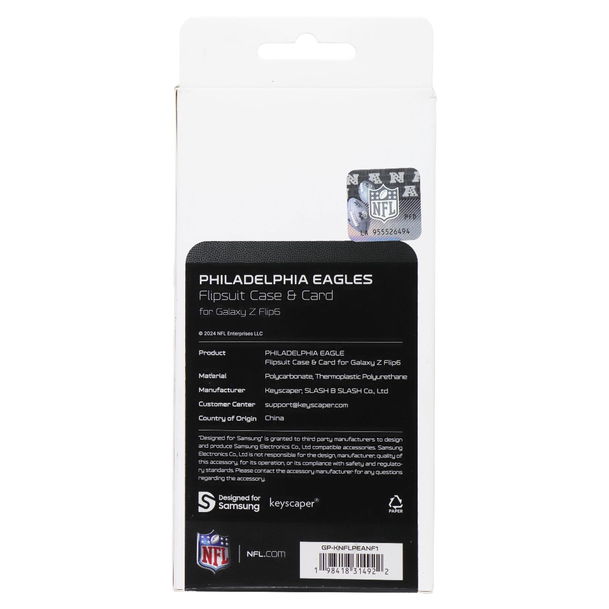 Samsung Flipsuit Case & Card for Galaxy Z Flip6 - NFL Philadelphia Eagles Cell Phone - Cases, Covers & Skins Samsung - Simple Cell Bulk Wholesale Pricing - USA Seller