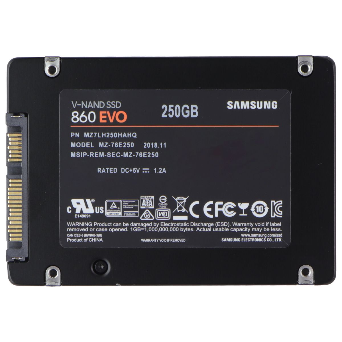 Samsung 860 EVO Internal V-NAND SSD - 250GB 2.5" (7mm) SATA III (6Gb/s) Digital Storage - Solid State Drives Samsung - Simple Cell Bulk Wholesale Pricing - USA Seller