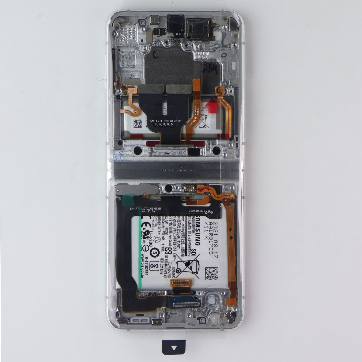 Repair Part SVC LCD Assembly Octa Kit E/ZU/PF for Galaxy Flip3 5G F711U Silver Cell Phone - Replacement Parts & Tools Samsung - Simple Cell Bulk Wholesale Pricing - USA Seller