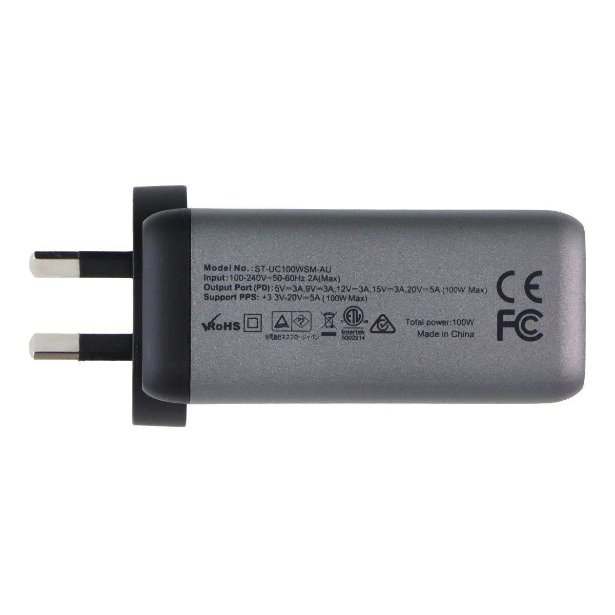 SATECHI 100W USB-C PD Single Port Wall Charger - Silver/Black (AU)