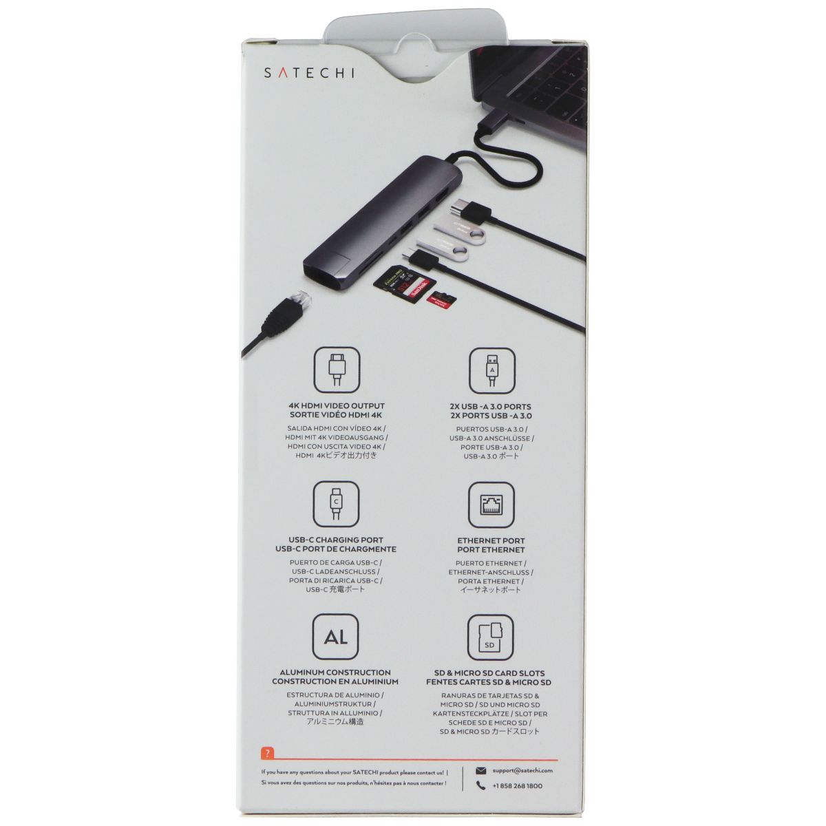 SATECHI USB-C Slim Multi-Port Adapter with Ethernet - Space Gray (ST-UCSMA3M)