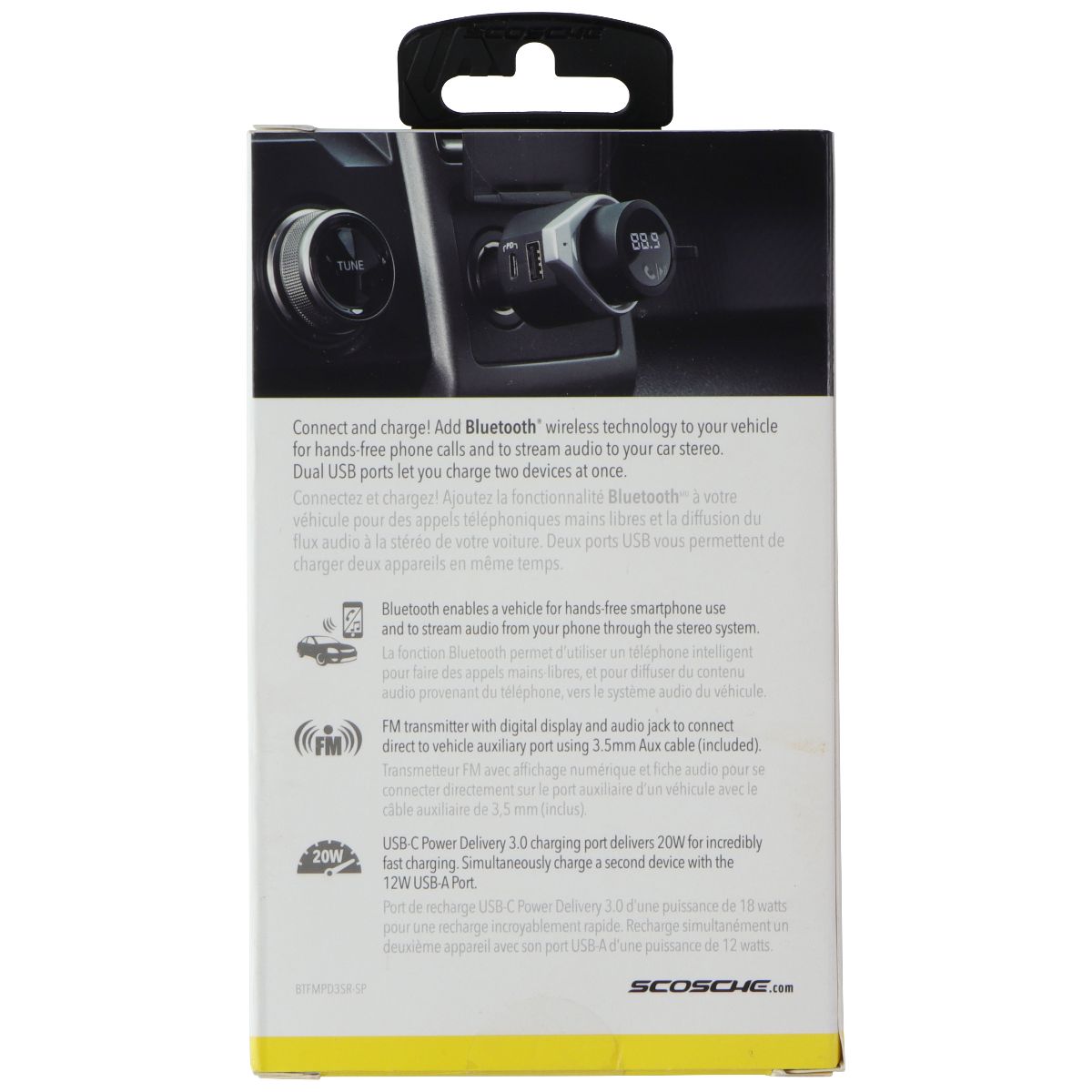 Scosche USB-C and Type-A Wireless Hands-Free Car Kit - Black (BTFMPD3SR-SP) Car Electronics Accessories - Adapters Scosche - Simple Cell Bulk Wholesale Pricing - USA Seller