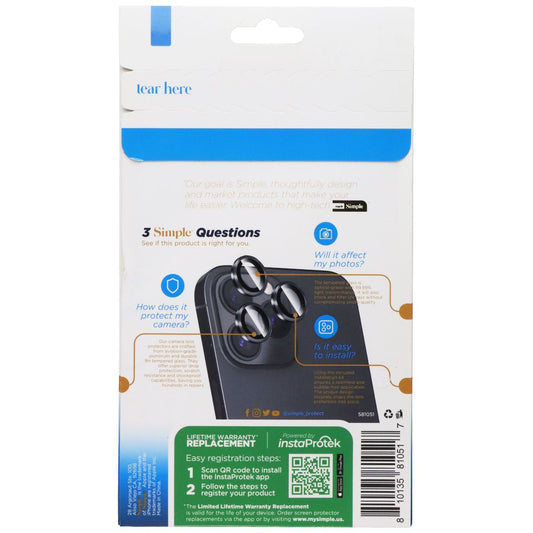 Simple Tempered Glass Camera Protection for Apple iPhone 15 Pro/Pro Max Cell Phone - Screen Protectors Simple - Simple Cell Bulk Wholesale Pricing - USA Seller