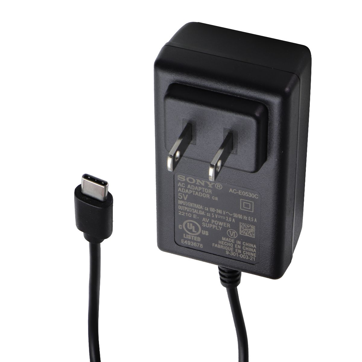 Sony AC Adaptor (AC-E05300) 5V USB-C - Black Cell Phone - Chargers & Cradles Sony - Simple Cell Bulk Wholesale Pricing - USA Seller