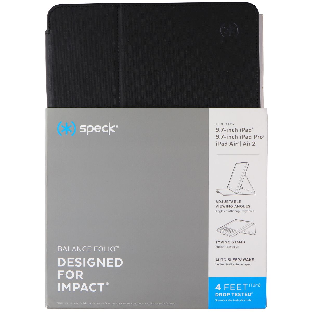 Speck Balance Folio Case for Apple iPad 9.7 / Pro 9.7 / Air / Air 2 - Black iPad/Tablet Accessories - Cases, Covers, Keyboard Folios Speck - Simple Cell Bulk Wholesale Pricing - USA Seller
