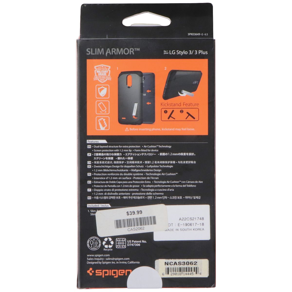 Spigen Slim Armor Case with Kickstand for LG Stylo 3 / 3 Plus - Gunmetal Cell Phone - Cases, Covers & Skins Spigen - Simple Cell Bulk Wholesale Pricing - USA Seller