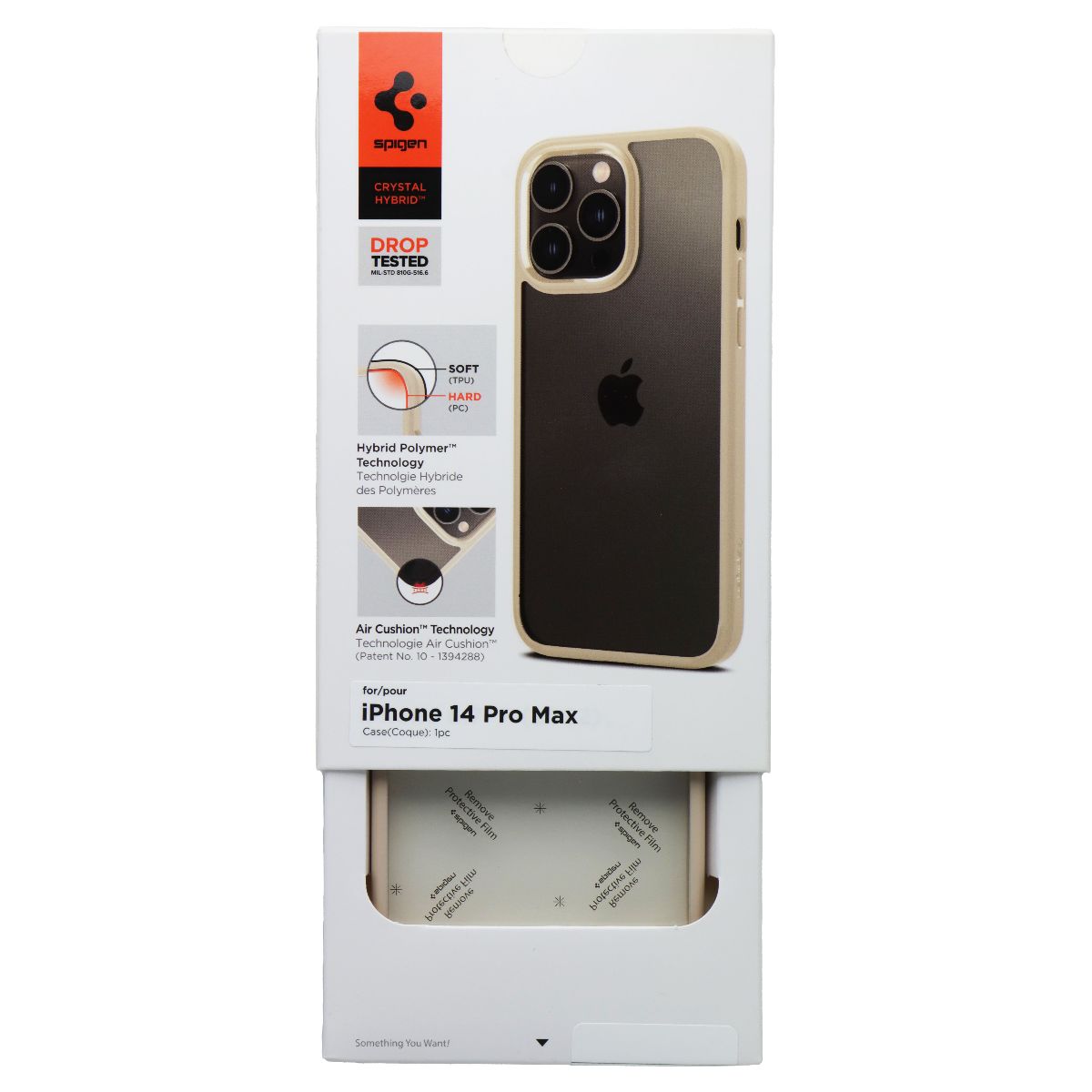 Spigen Crystal Hybrid Series Case for Apple iPhone 14 Pro Max - Clear/Sand Beige Cell Phone - Cases, Covers & Skins Spigen - Simple Cell Bulk Wholesale Pricing - USA Seller
