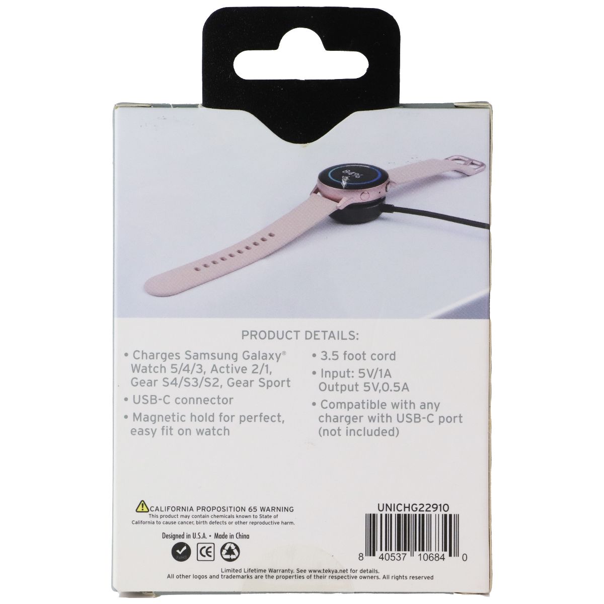 TekYa Wireless Magnetic Watch Charger for Galaxy Watches (UNICHG22910) - Black