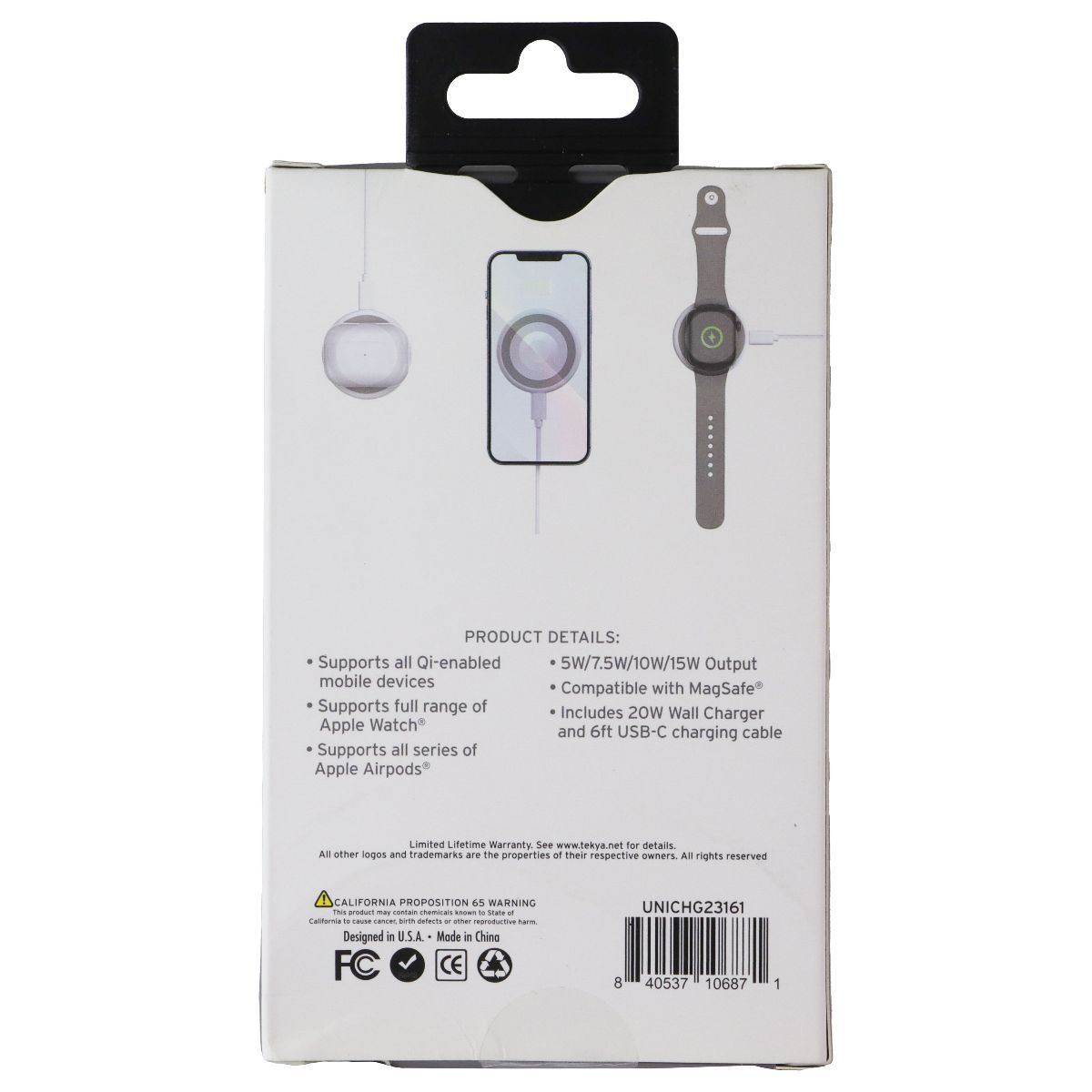 TekYa 15W 3-in-1 QiTek MagSpot Wireless Charger - White