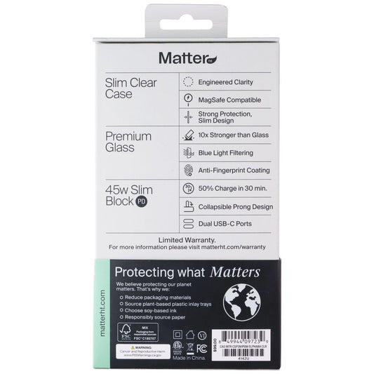 Matter HT 3-in-1 Power Bundle (Case/Glass/Adapter) for iPhone 17 Pro Max - Clear Cell Phone - Accessory Bundles Matter HT - Simple Cell Bulk Wholesale Pricing - USA Seller