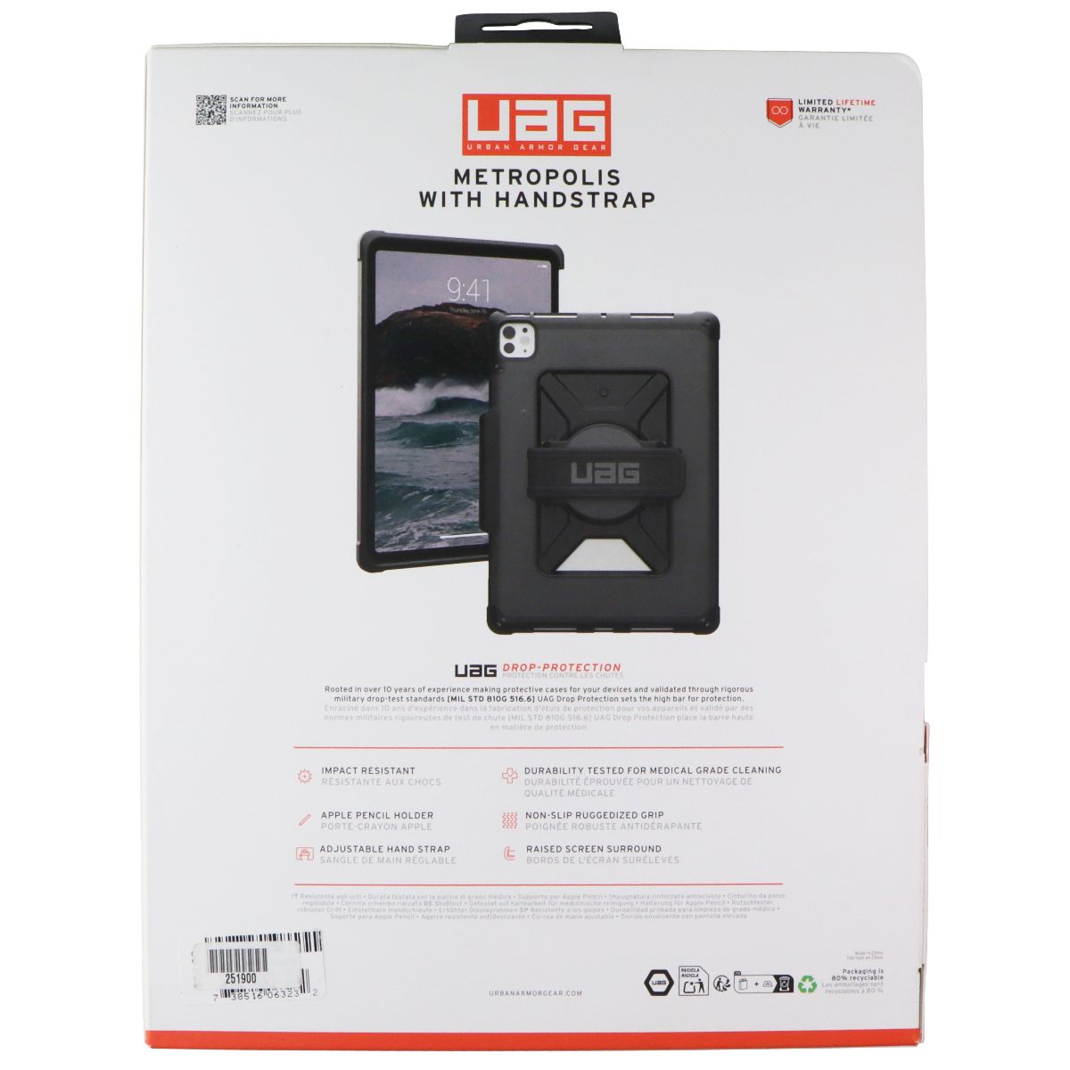 UAG Metropolis with Hand Strap for iPad Pro 11-inch (5th Gen, 2024, M4) - Black iPad/Tablet Accessories - Cases, Covers, Keyboard Folios UAG - Simple Cell Bulk Wholesale Pricing - USA Seller