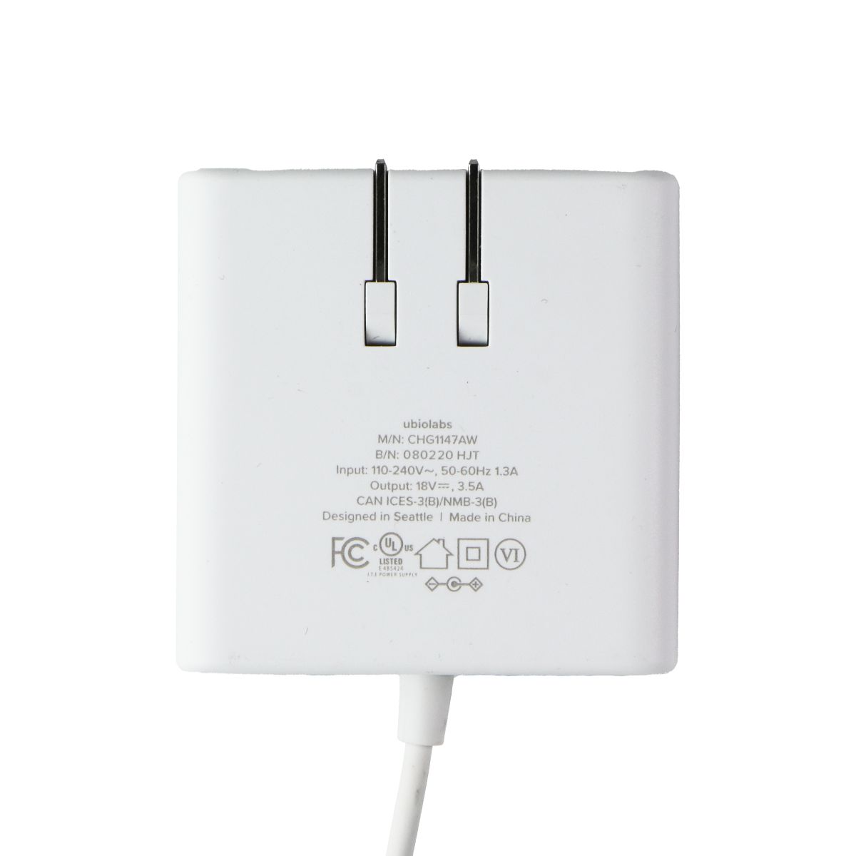 Ubiolabs Wall Charger 18V/3.5A (CHG1147AW) - White Parts & Accessories - Cables & Adapters ubiolabs - Simple Cell Bulk Wholesale Pricing - USA Seller