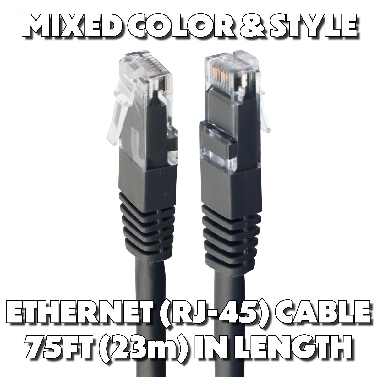 Mixed & Generic (75-Ft) RJ-45 Ethernet Patch Cable - Mixed Color/Style Computer/Network - Ethernet Cables (RJ-45, 8P8C) Unbranded - Simple Cell Bulk Wholesale Pricing - USA Seller