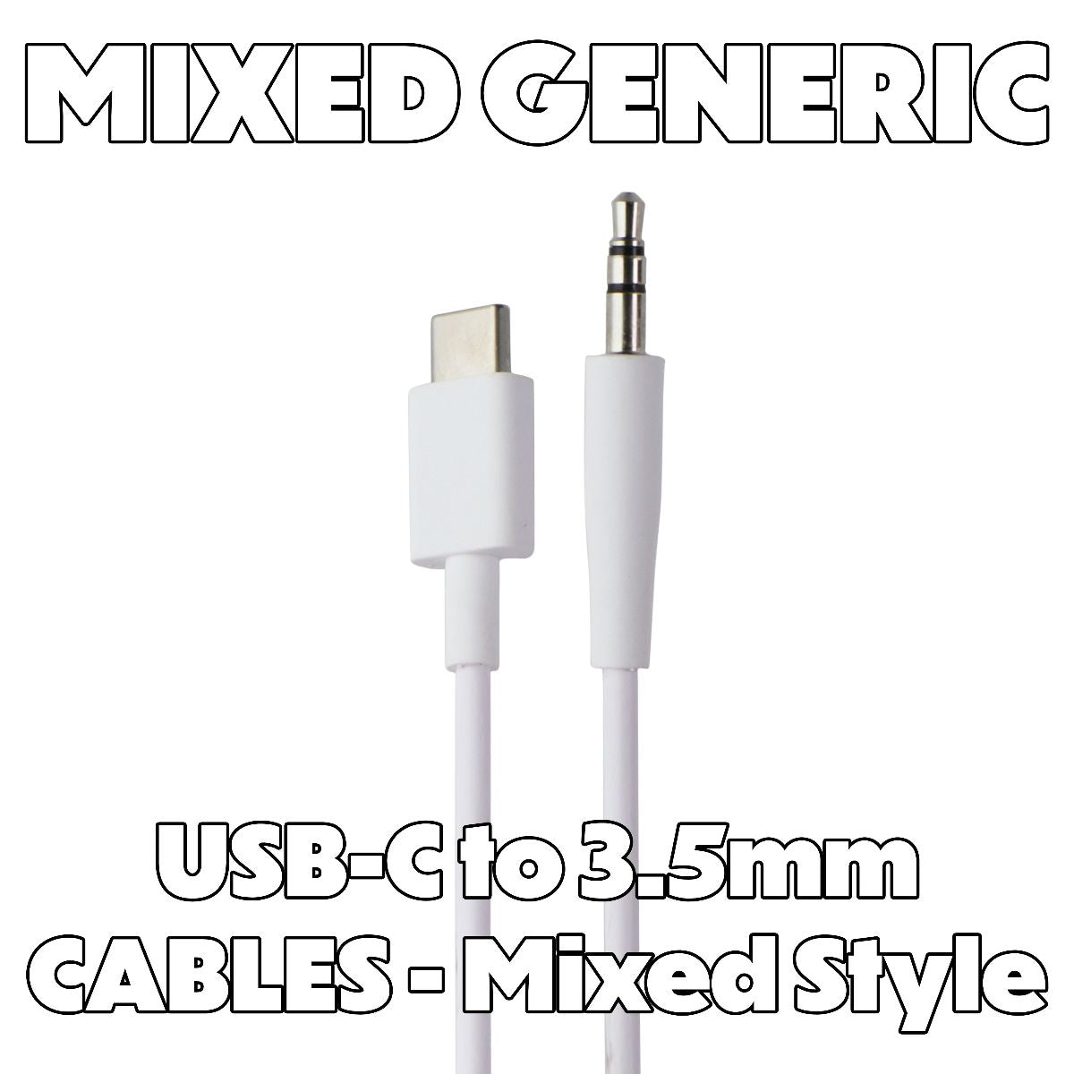 Mixed / Generic USB-C to 3.5mm Auxiliary Adapter Cables - White