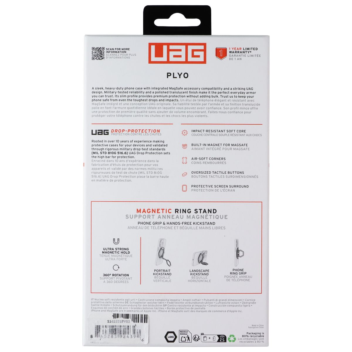 UAG Plyo Case + Ring Stand for MagSafe for iPhone 18 Pro/17 Pro - Black/Clear
