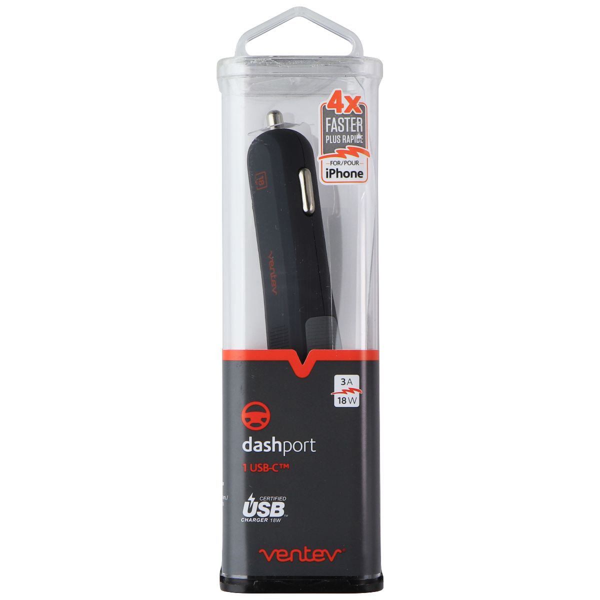 Ventev (18W/3A) Dashport UBC-C Rapid Charge Car Adapter - Gray (DPPD1180VNW) Cell Phone - Cables & Adapters Ventev - Simple Cell Bulk Wholesale Pricing - USA Seller