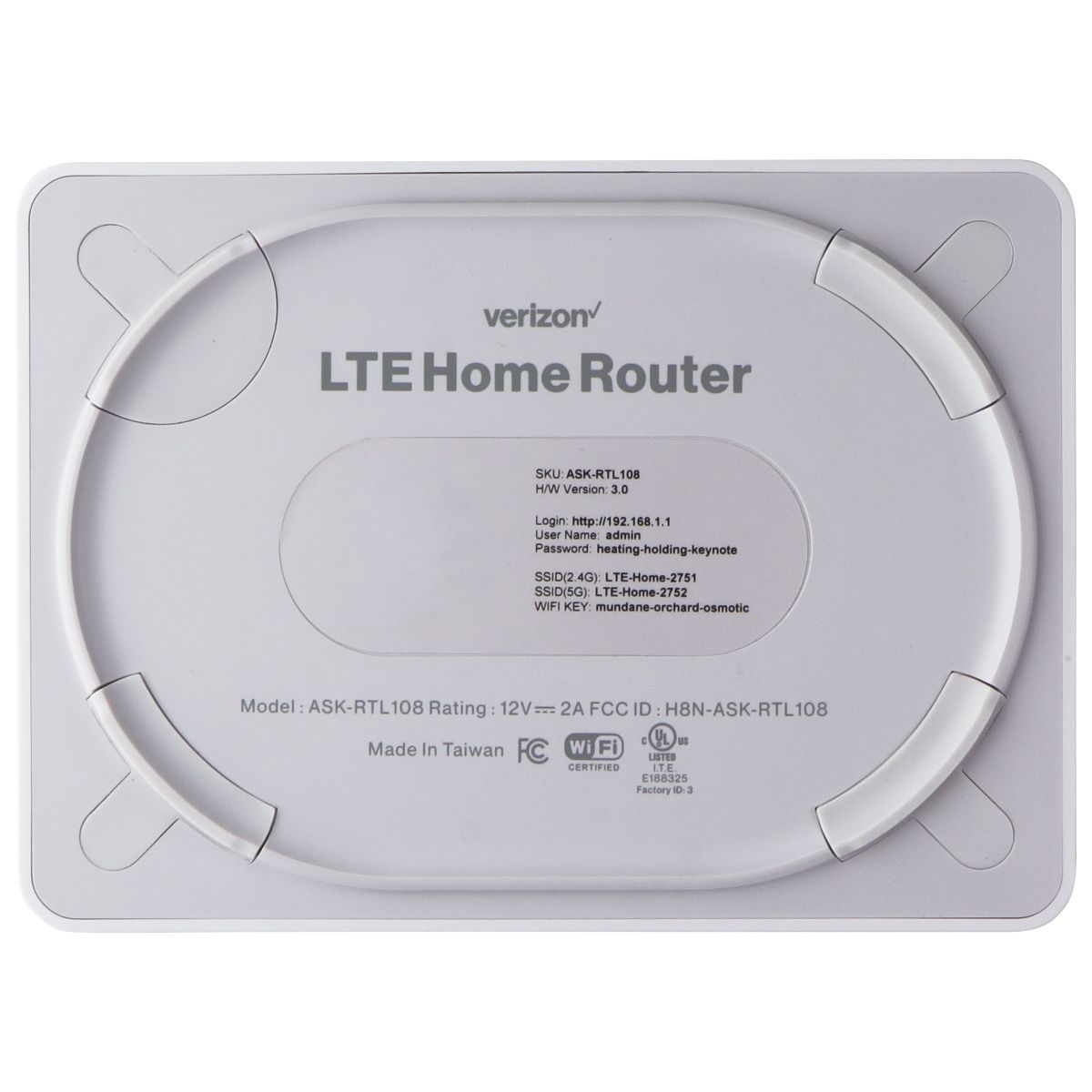 Verizon Wireless 5G LTE Home Router Hotspot - White (ASK-RTL108) Networking - Wireless Wi-Fi Routers Verizon - Simple Cell Bulk Wholesale Pricing - USA Seller