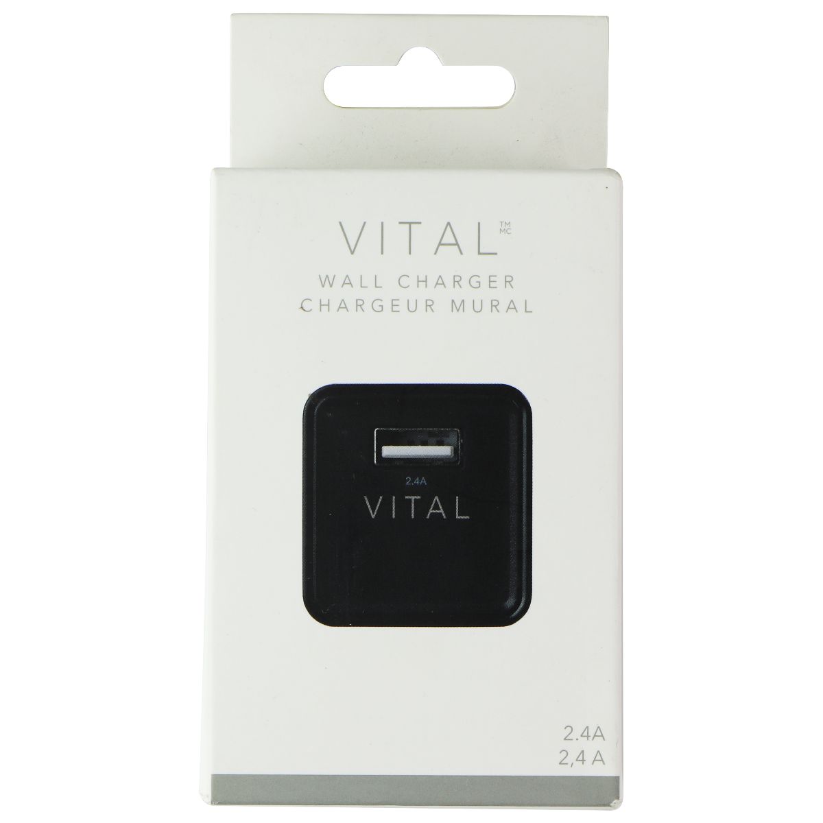 Vital (2.4A) Single USB Wall Charger Travel Adapter - Black (8024381C) Cell Phone - Chargers & Cradles Vital - Simple Cell Bulk Wholesale Pricing - USA Seller