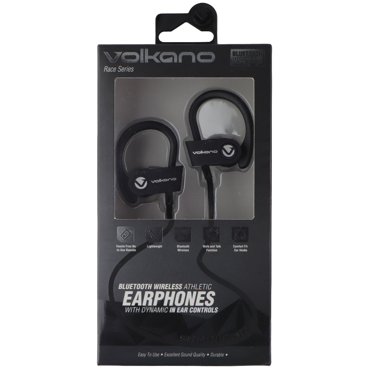 Volkano Race Series Bluetooth Wireless Earbuds - Black Portable Audio - Headphones Volkano - Simple Cell Bulk Wholesale Pricing - USA Seller