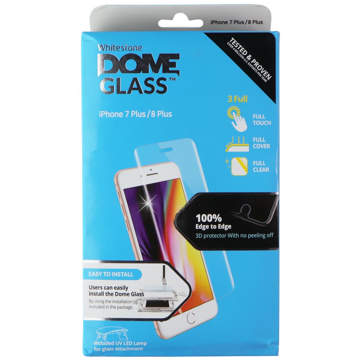 Whitestone Dome Glass Screen Protector for Apple iPhone 8 Plus / 7 Plus Cell Phone - Screen Protectors Whitestone - Simple Cell Bulk Wholesale Pricing - USA Seller