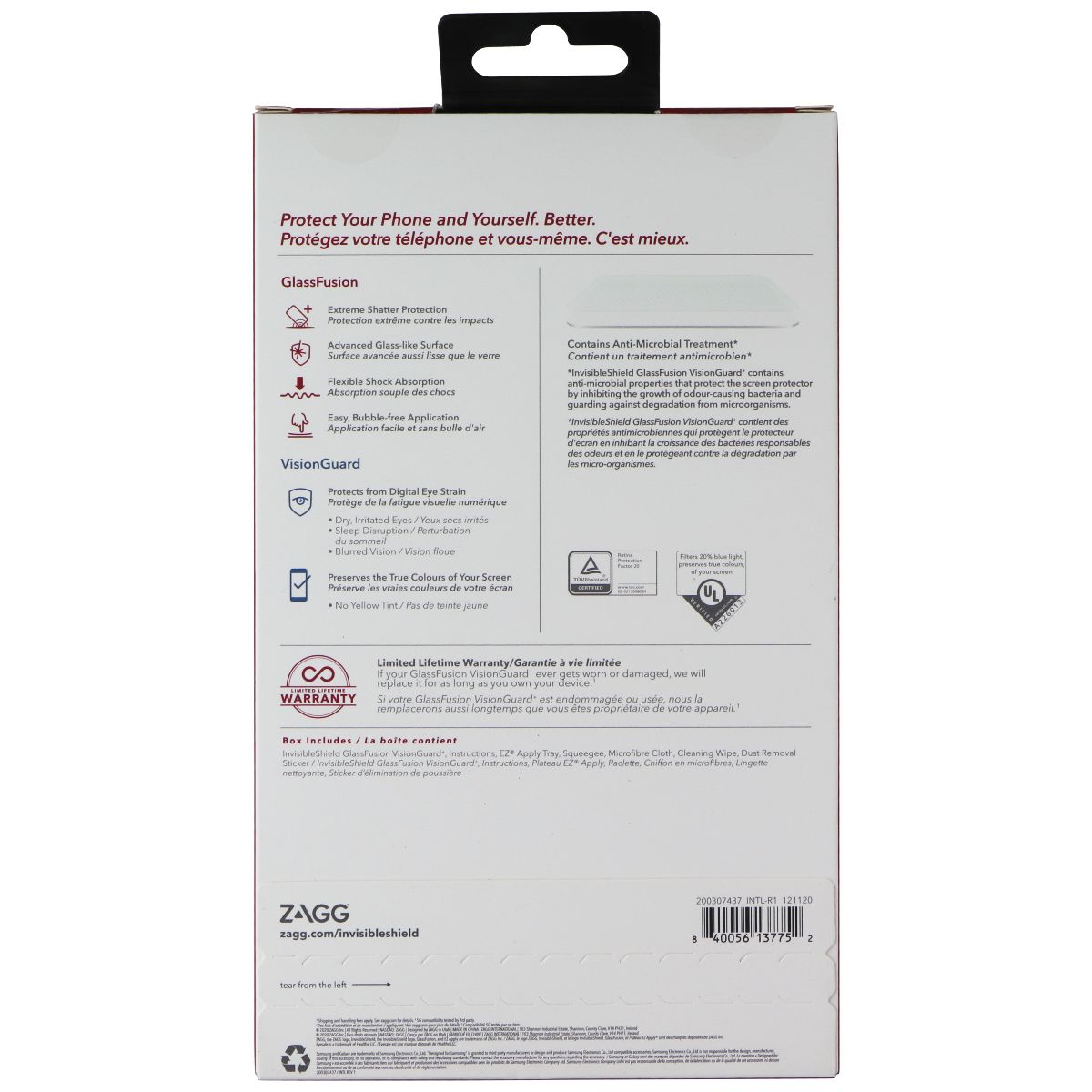 ZAGG GlassFusion VisionGuard+ Screen Protector for Galaxy S21 5G - Clear