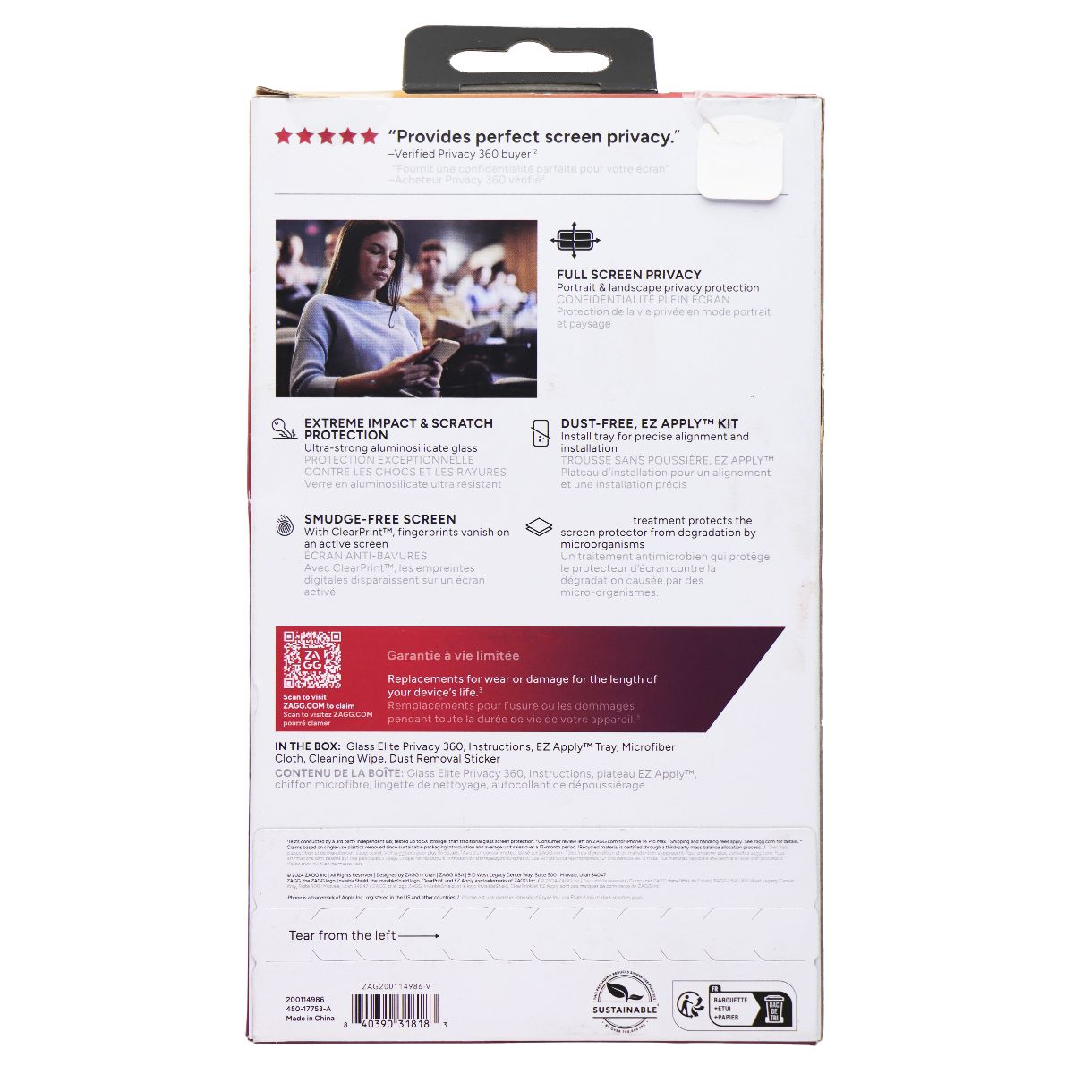 ZAGG Invisible Shield 4-Way Privacy 360 Screen Protector for Apple iPhone 16/15 Cell Phone - Screen Protectors Zagg - Simple Cell Bulk Wholesale Pricing - USA Seller