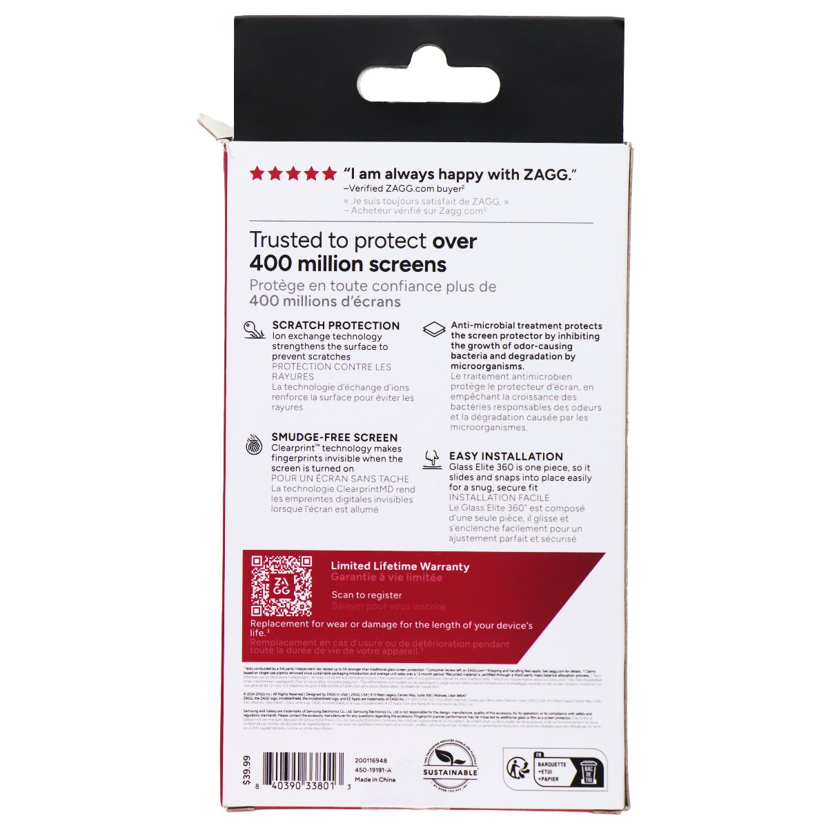 ZAGG Invisible Shield Glass Elite 360 Protect for Galaxy Watch FE & 4 (40mm) Smart Watch Accessories - Screen Protectors Zagg - Simple Cell Bulk Wholesale Pricing - USA Seller