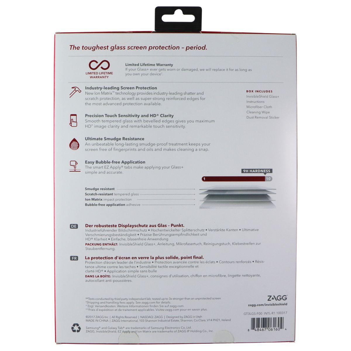 ZAGG InvisibleShield (Glass+) Screen Protector for Samsung Galaxy Tab S3 iPad/Tablet Accessories - Screen Protectors Zagg - Simple Cell Bulk Wholesale Pricing - USA Seller
