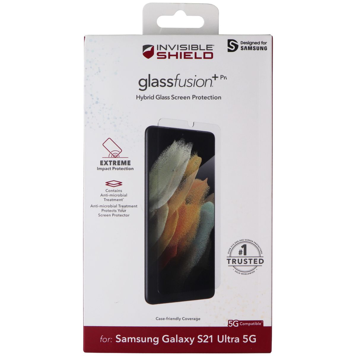 ZAGG InvisibleShield (GlassFusion+) Hybrid Glass for Galaxy S21 Ultra 5G - Clear Cell Phone - Screen Protectors Zagg - Simple Cell Bulk Wholesale Pricing - USA Seller