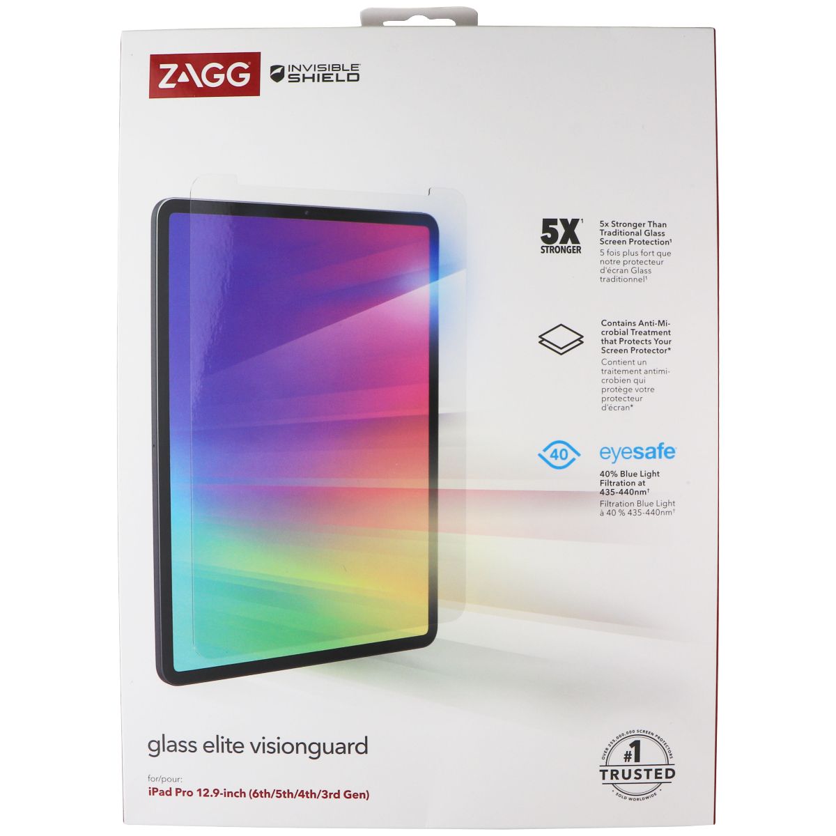 ZAGG (Glass Elite Visionguard) Protector for iPad Pro 12.9 6th/5th/4th/3rd Gen iPad/Tablet Accessories - Screen Protectors Zagg - Simple Cell Bulk Wholesale Pricing - USA Seller