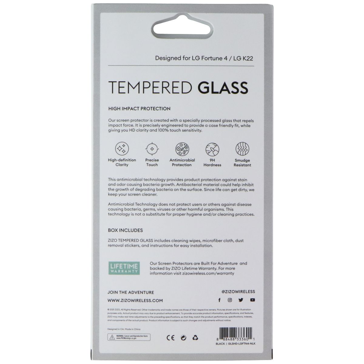 Zizo Tempered Glass Screen Protector for LG Fortune 4/LG K22 - Clear/Black Trim Cell Phone - Screen Protectors Zizo - Simple Cell Bulk Wholesale Pricing - USA Seller