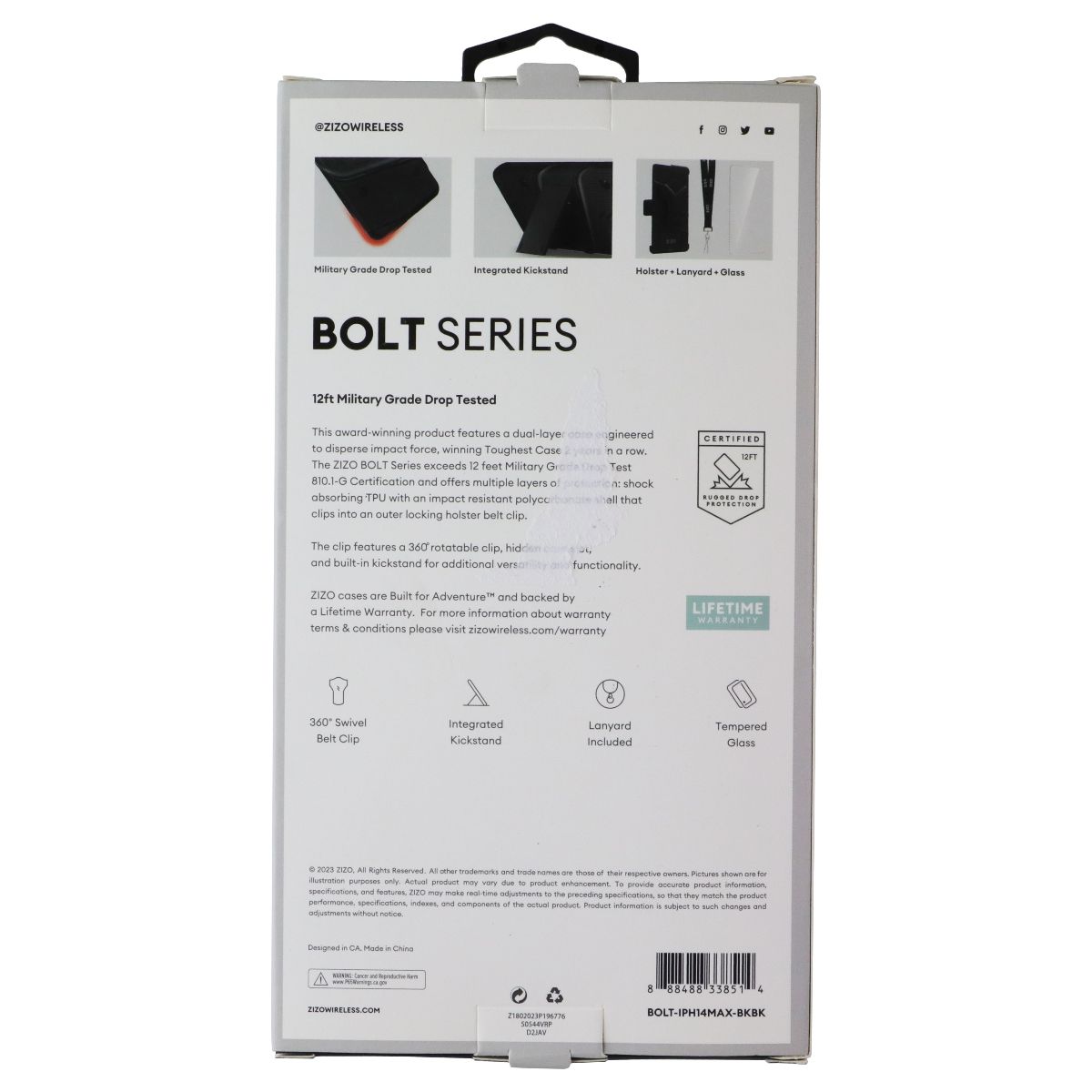 ZIZO Bolt Series (Case / Screen / Holster) for Apple iPhone 14 Plus - Black