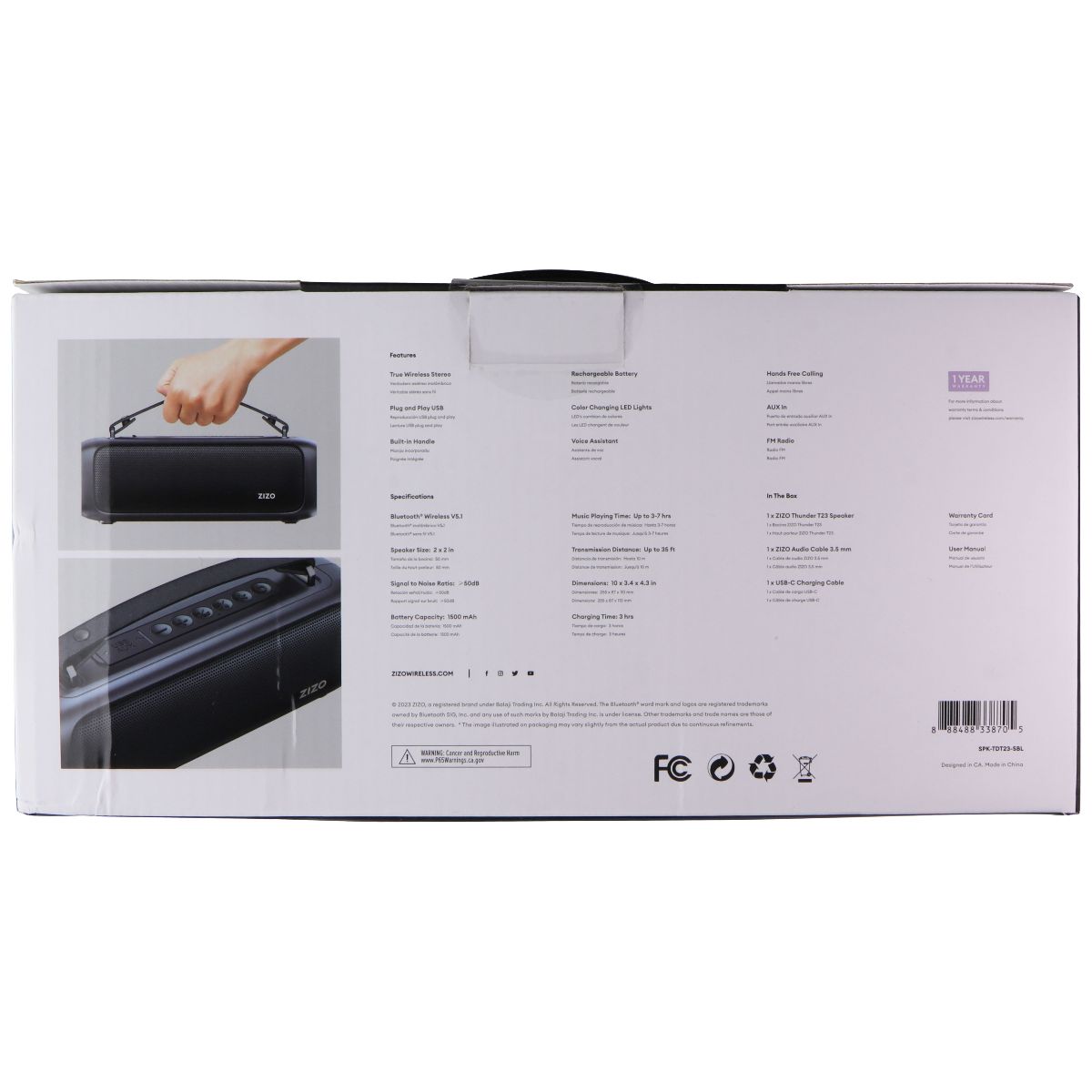 ZIZO Thunder T23 Wireless Bluetooth Speaker - Steel Blue Home Multimedia - Home Speakers & Subwoofers Zizo - Simple Cell Bulk Wholesale Pricing - USA Seller
