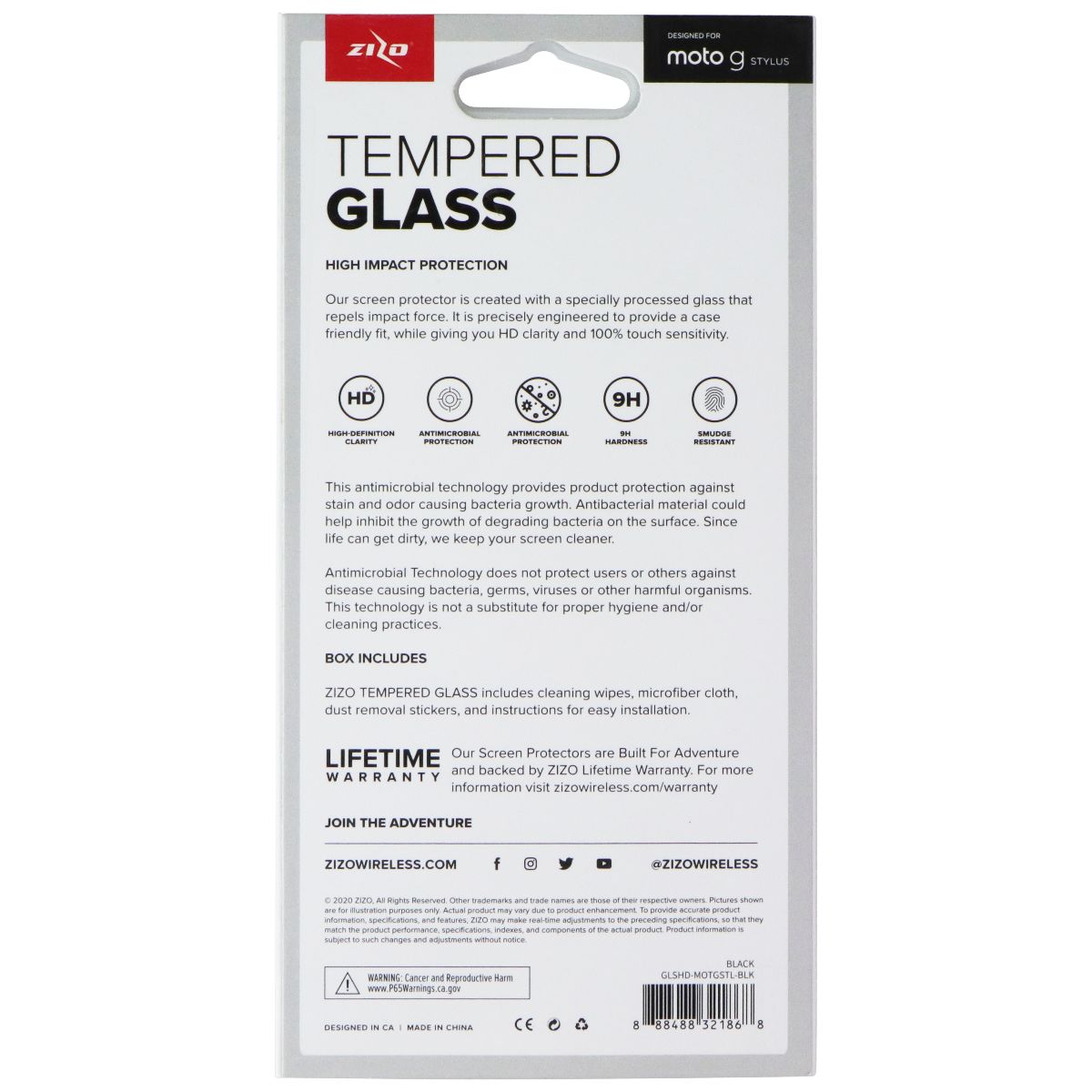 ZIZO Tempered Glass Screen Protector for Moto G Stylus - Black Cell Phone - Screen Protectors Zizo - Simple Cell Bulk Wholesale Pricing - USA Seller