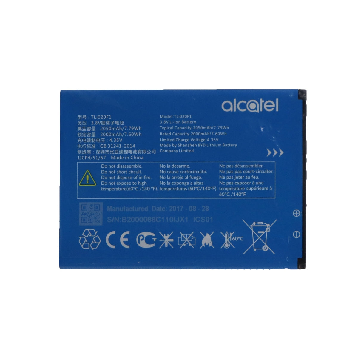OEM Alcatel Replacement Battery TLi020F1 2000mAh 3.8V for TCL Alcatel Onetouch