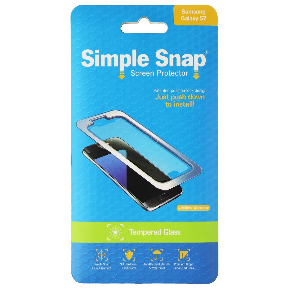 Simple Snap Tempered Glass Made for Samsung GS7 - Clear Cell Phone - Screen Protectors Simple Snap - Simple Cell Bulk Wholesale Pricing - USA Seller