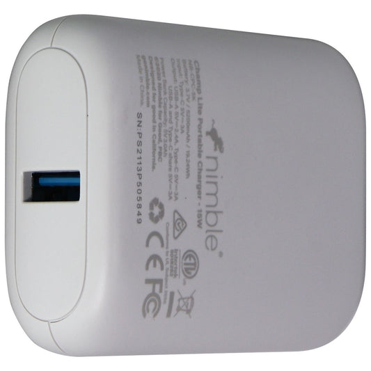 Nimble Eco-Friendly Champ Lite 5200mAh Compact Battery with USB-C - Stone White Cell Phone - Chargers & Cradles Nimble - Simple Cell Bulk Wholesale Pricing - USA Seller