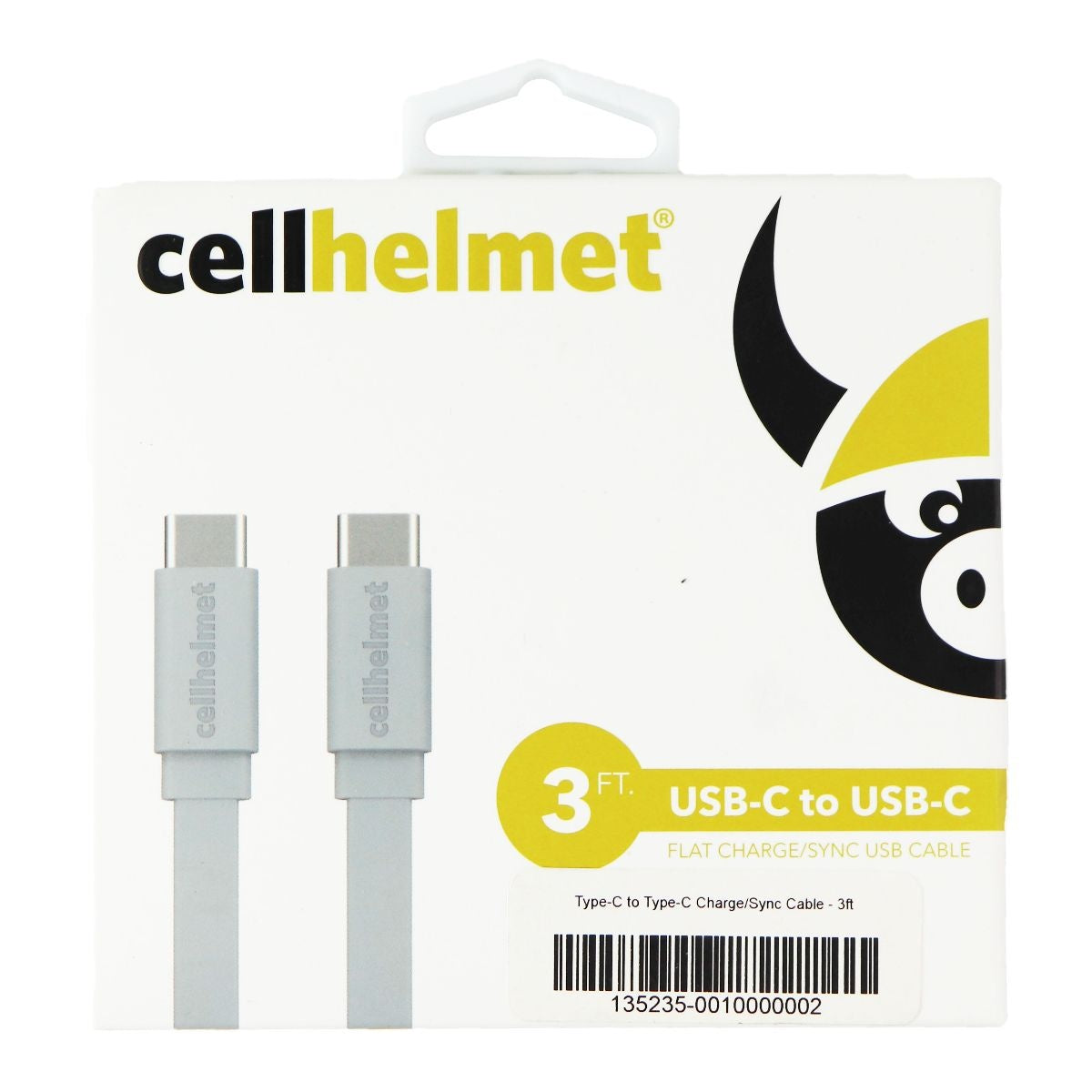 CellHelmet (3-Ft) USB-C to USB-C Flat Charge/Sync Cable - Gray Cell Phone - Cables & Adapters CellHelmet - Simple Cell Bulk Wholesale Pricing - USA Seller