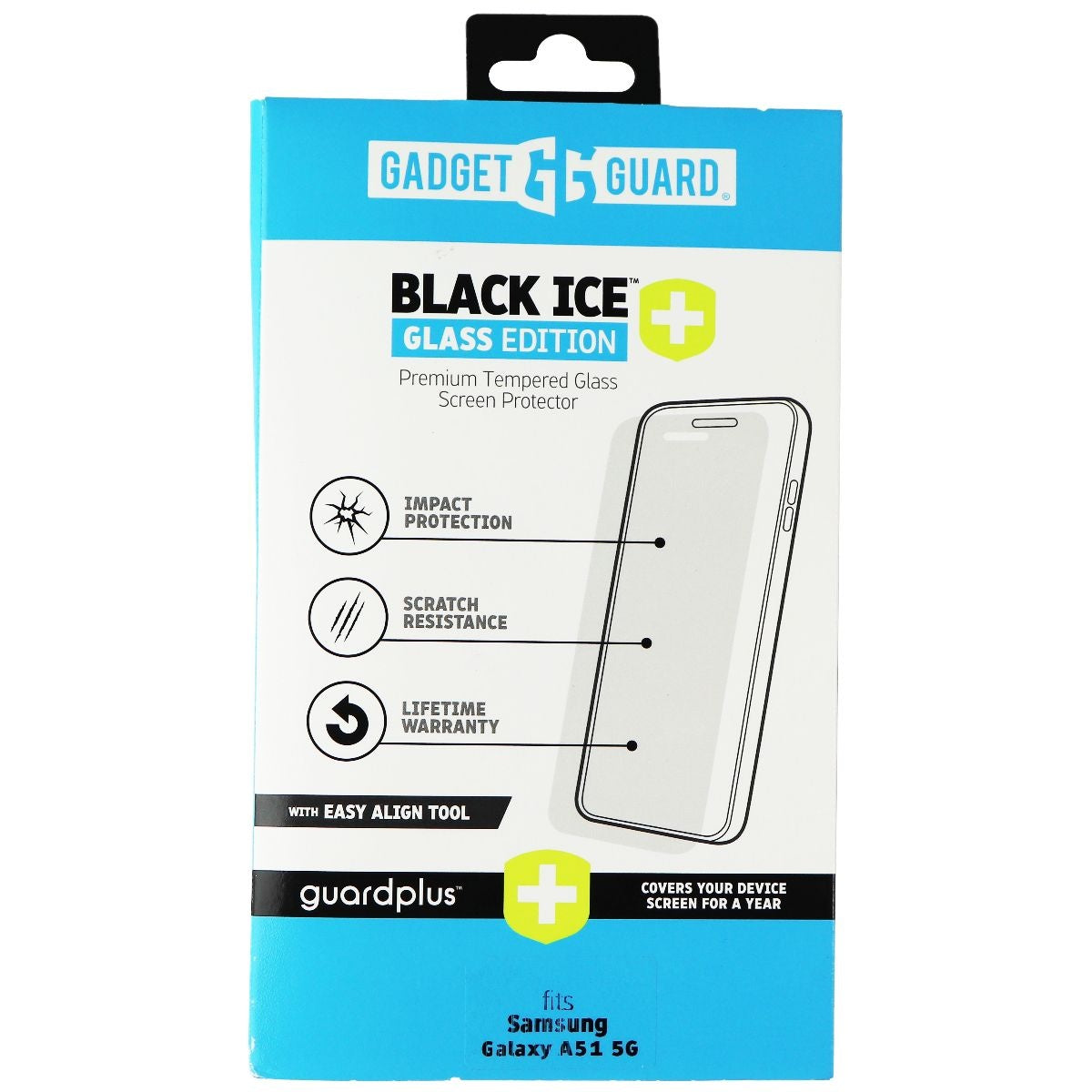 Gadget Guard (Black Ice+) Glass Edition for Samsung Galaxy A51 5G - Clear Cell Phone - Screen Protectors Gadget Guard - Simple Cell Bulk Wholesale Pricing - USA Seller