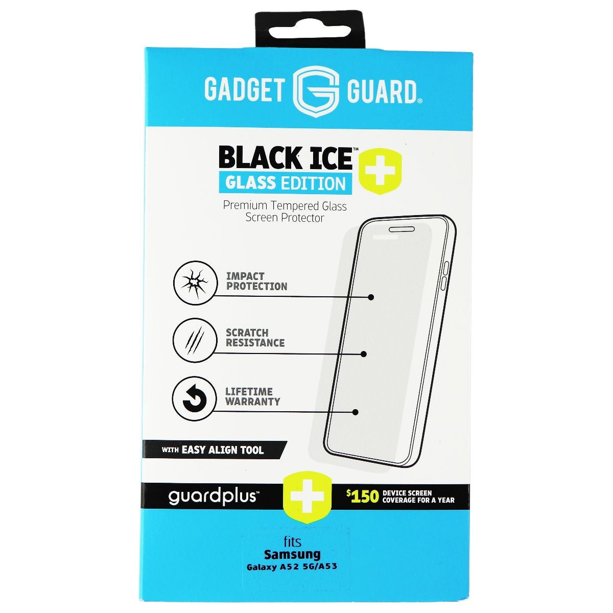 Gadget Guard Black Ice+ Glass Edition for Samsung Galaxy A52 5G / A53 - Clear Cell Phone - Screen Protectors Gadget Guard - Simple Cell Bulk Wholesale Pricing - USA Seller