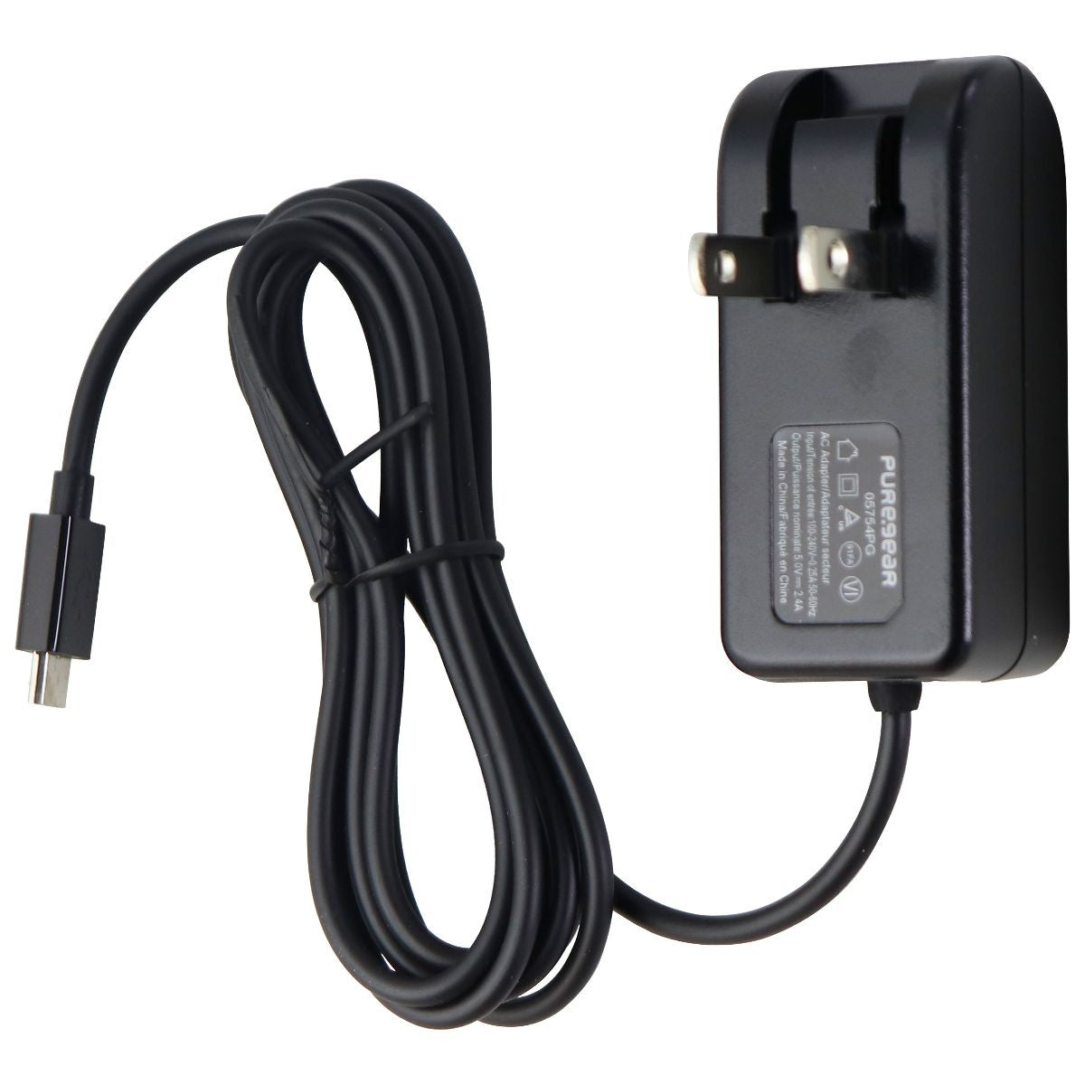 PureGear 12W 2.4A Wall Charger with 5Ft Micro USB Connector Cable - Black Cell Phone - Chargers & Cradles PureGear - Simple Cell Bulk Wholesale Pricing - USA Seller