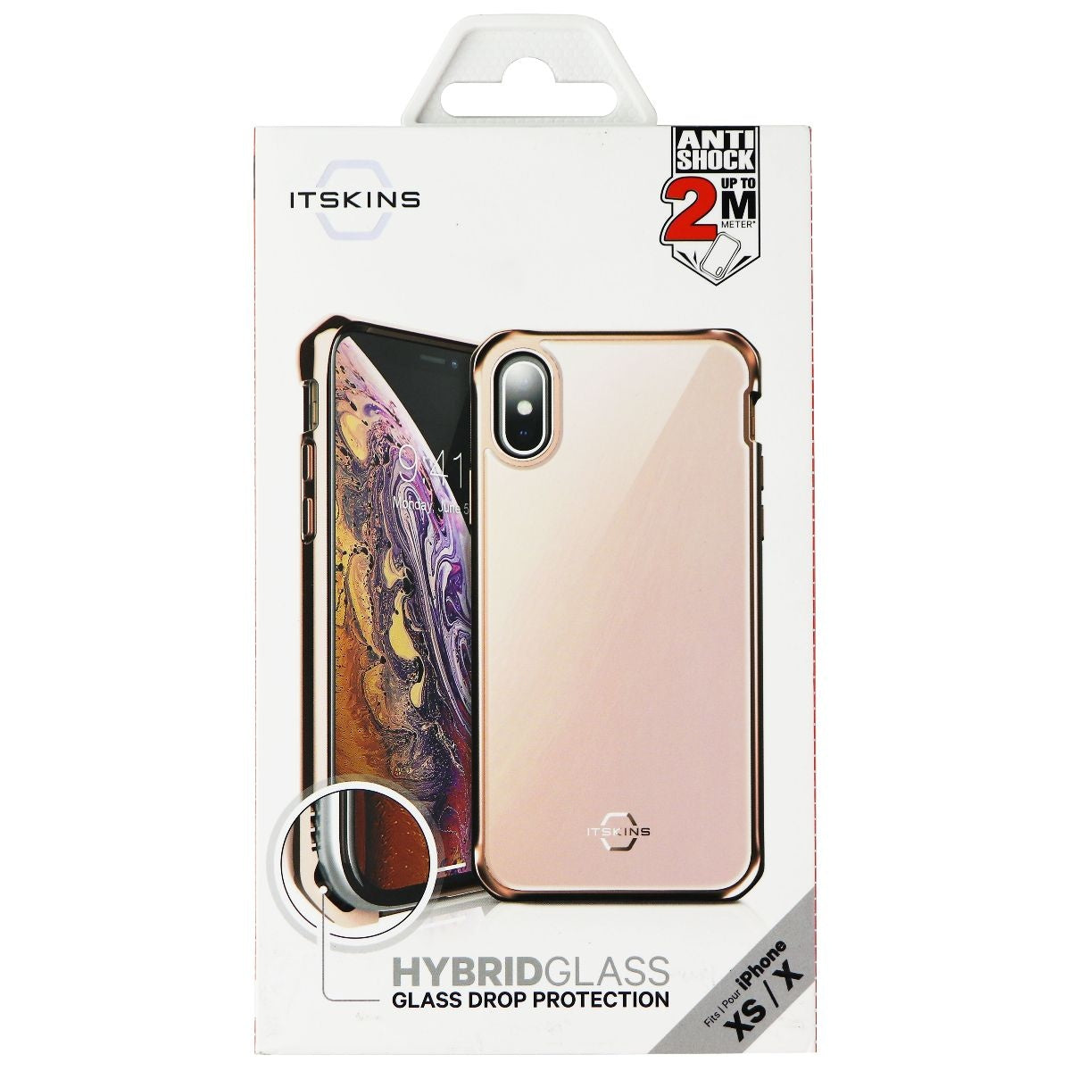 ITSKINS Hybrid Glass Series Case for Apple iPhone Xs / X - Rose Gold Cell Phone - Cases, Covers & Skins ITSKINS - Simple Cell Bulk Wholesale Pricing - USA Seller