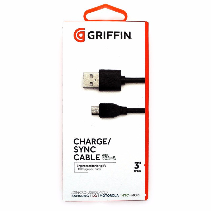 Griffin (GC38111-2) 3ft Charge and Sync Cable for Micro USB Devices - Black Cell Phone - Cables & Adapters Griffin - Simple Cell Bulk Wholesale Pricing - USA Seller