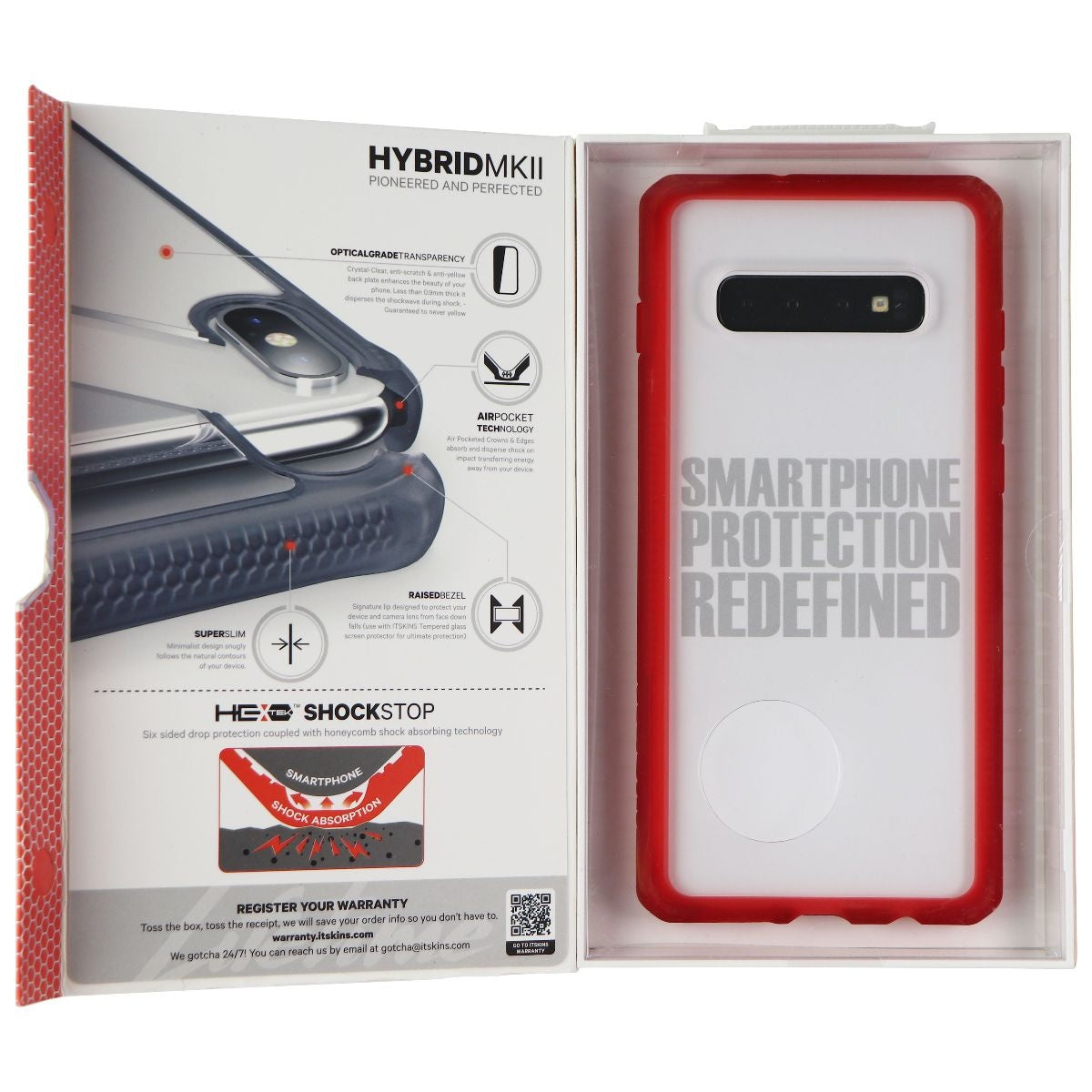 Itskins Hybrid MK11 Samsung Galaxy (S10+) - Red/Transparent Cell Phone - Cases, Covers & Skins ITSKINS - Simple Cell Bulk Wholesale Pricing - USA Seller