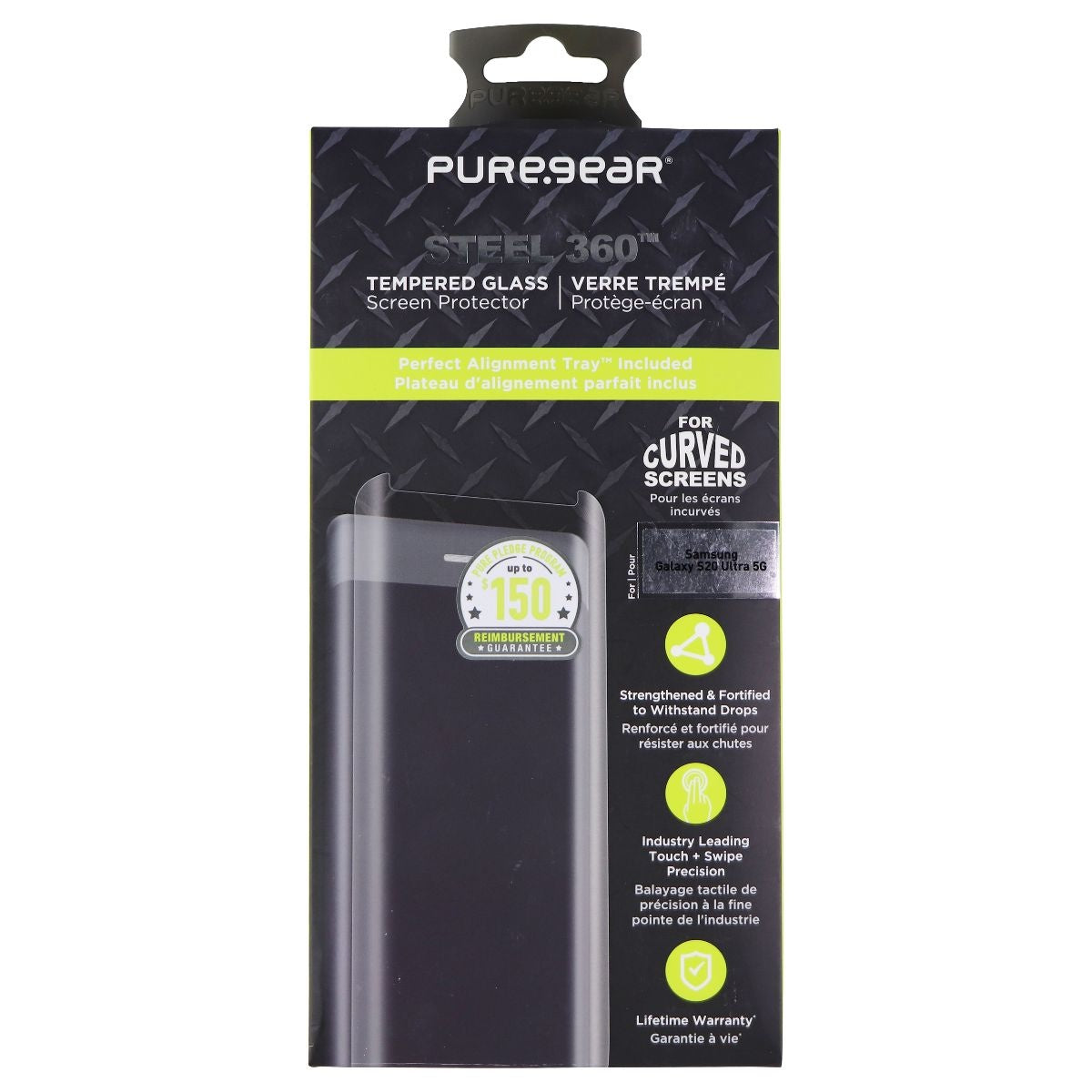 PureGear Steel 360 Tempered Glass Protector for Samsung Galaxy S20 Ultra 5G Cell Phone - Screen Protectors PureGear - Simple Cell Bulk Wholesale Pricing - USA Seller